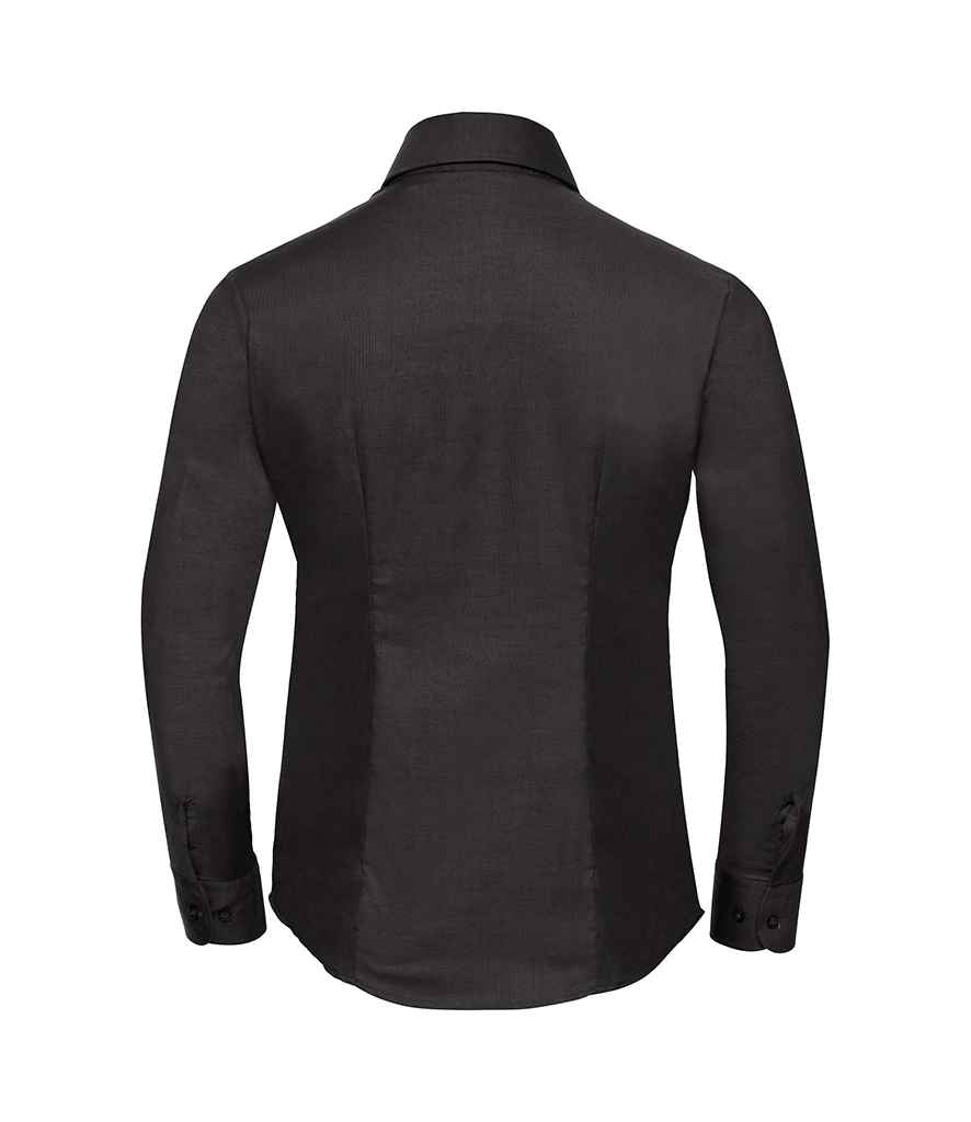 Russell Collection Ladies Long Sleeve Easy Care Oxford Shirt | Black