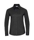 Russell Collection Ladies Long Sleeve Easy Care Oxford Shirt | Black