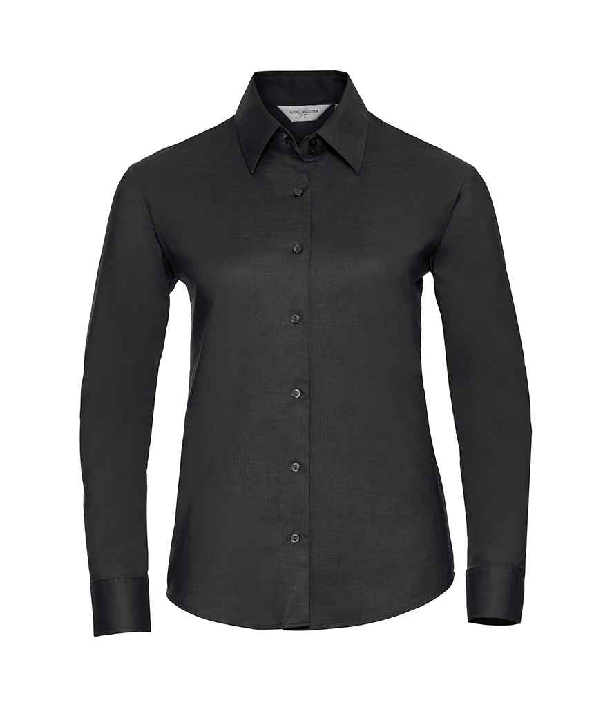 Russell Collection Ladies Long Sleeve Easy Care Oxford Shirt | Black