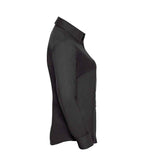 Russell Collection Ladies Long Sleeve Easy Care Oxford Shirt | Black