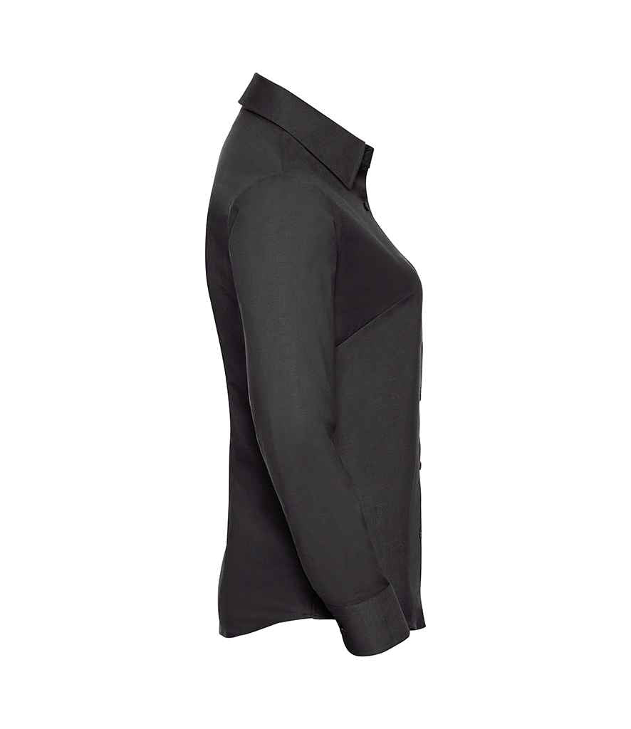 Russell Collection Ladies Long Sleeve Easy Care Oxford Shirt | Black