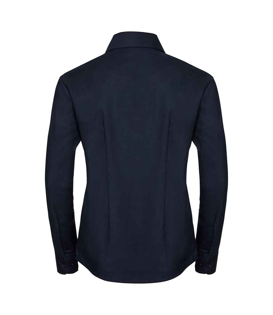 Russell Collection Ladies Long Sleeve Easy Care Oxford Shirt | Bright Navy