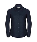 Russell Collection Ladies Long Sleeve Easy Care Oxford Shirt | Bright Navy