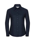 Russell Collection Ladies Long Sleeve Easy Care Oxford Shirt | Bright Navy