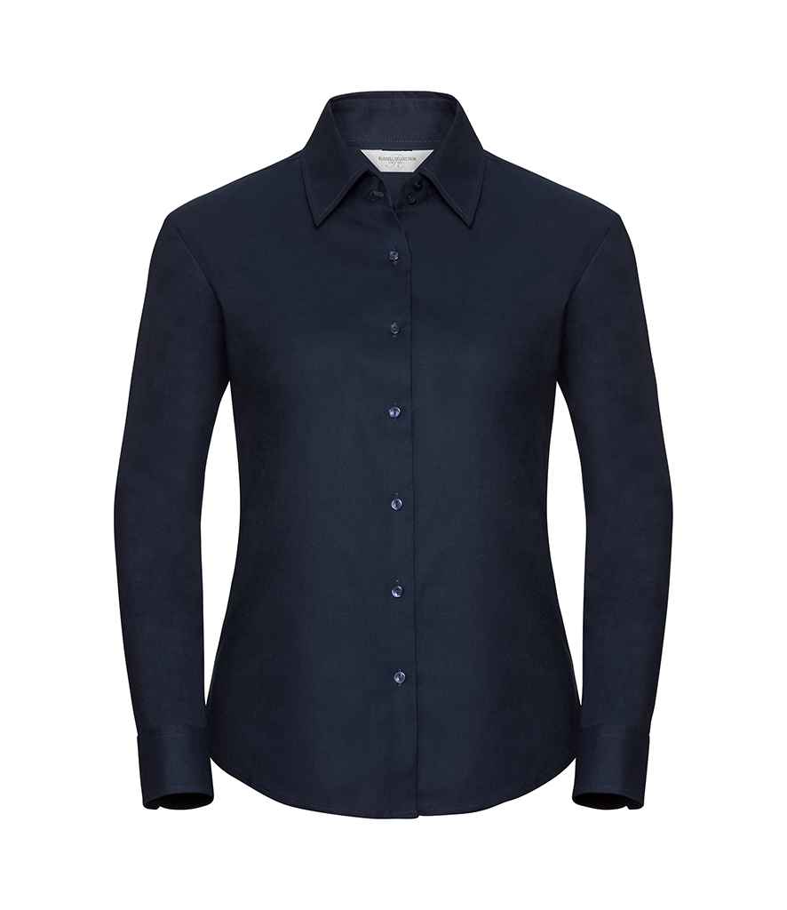 Russell Collection Ladies Long Sleeve Easy Care Oxford Shirt | Bright Navy