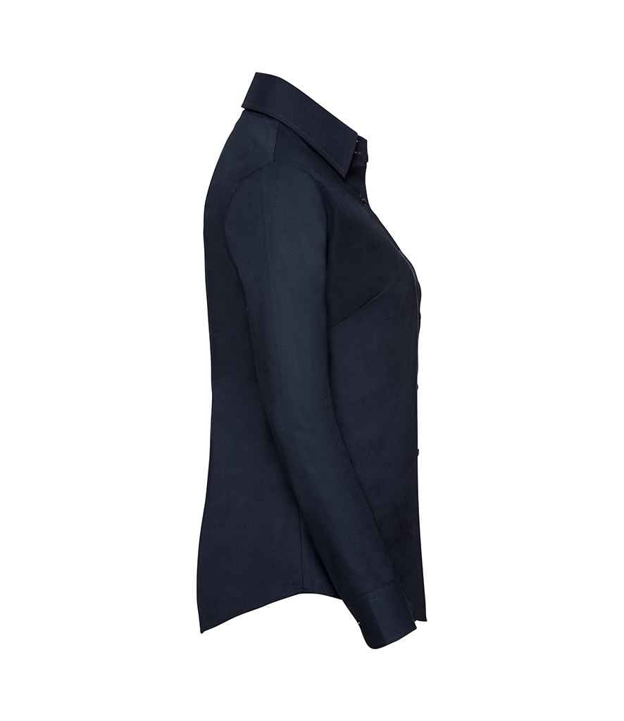 Russell Collection Ladies Long Sleeve Easy Care Oxford Shirt | Bright Navy
