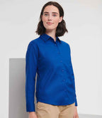 Russell Collection Ladies Long Sleeve Easy Care Oxford Shirt | Bright Royal