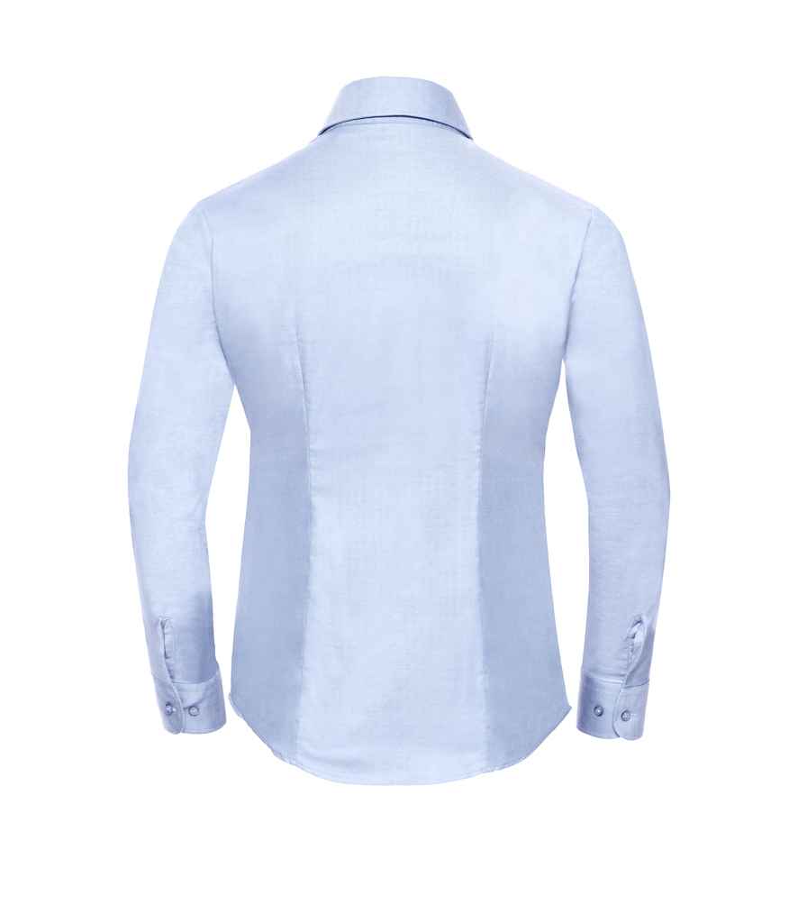 Russell Collection Ladies Long Sleeve Easy Care Oxford Shirt | Oxford Blue