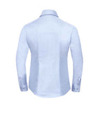 Russell Collection Ladies Long Sleeve Easy Care Oxford Shirt | Oxford Blue