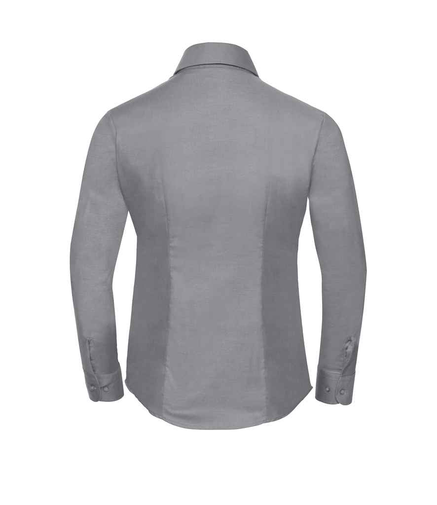 Russell Collection Ladies Long Sleeve Easy Care Oxford Shirt | Silver