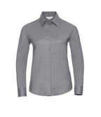 Russell Collection Ladies Long Sleeve Easy Care Oxford Shirt | Silver