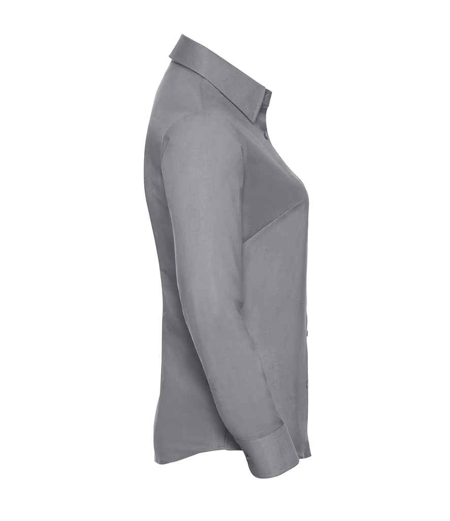 Russell Collection Ladies Long Sleeve Easy Care Oxford Shirt | Silver