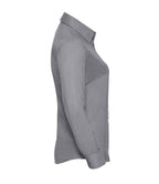 Russell Collection Ladies Long Sleeve Easy Care Oxford Shirt | Silver