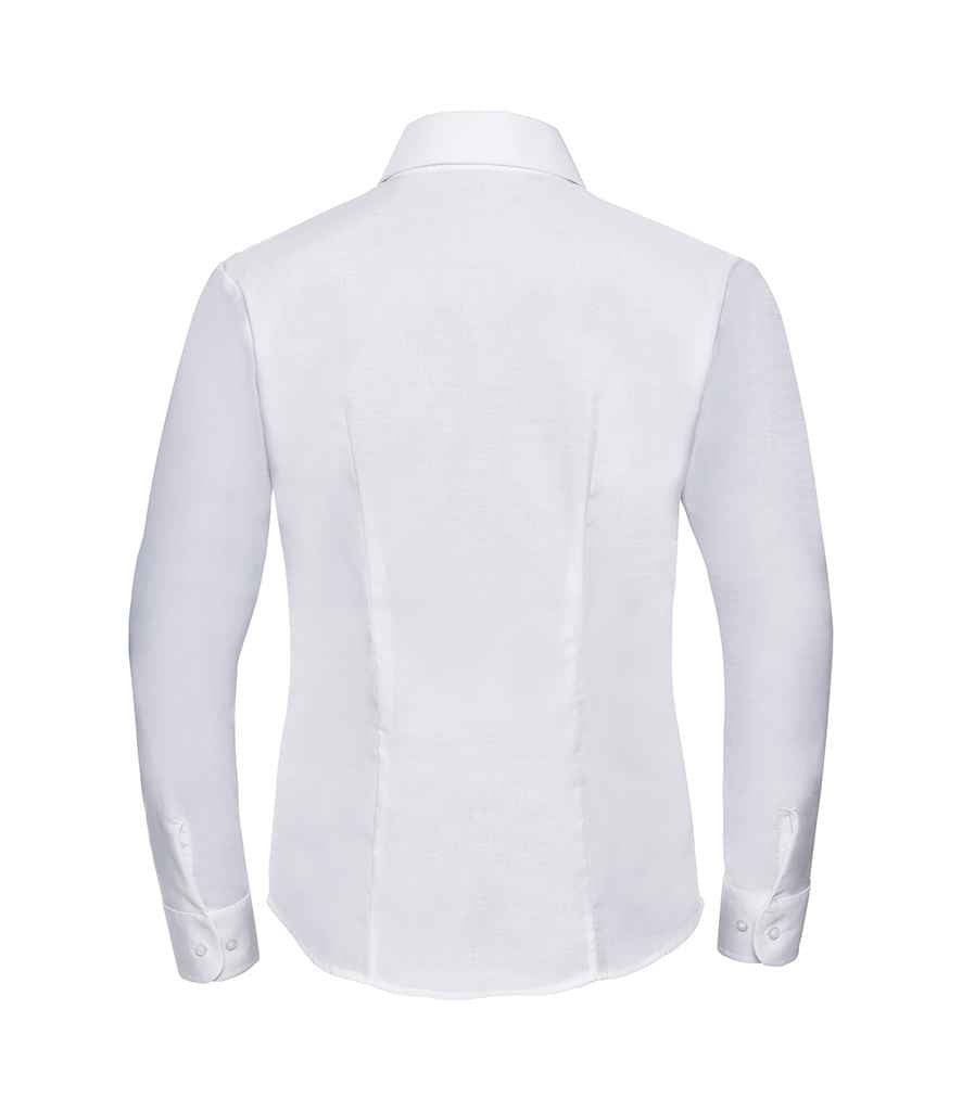 Russell Collection Ladies Long Sleeve Easy Care Oxford Shirt | White