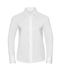 Russell Collection Ladies Long Sleeve Easy Care Oxford Shirt | White