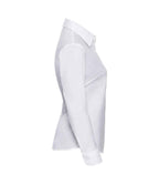 Russell Collection Ladies Long Sleeve Easy Care Oxford Shirt | White