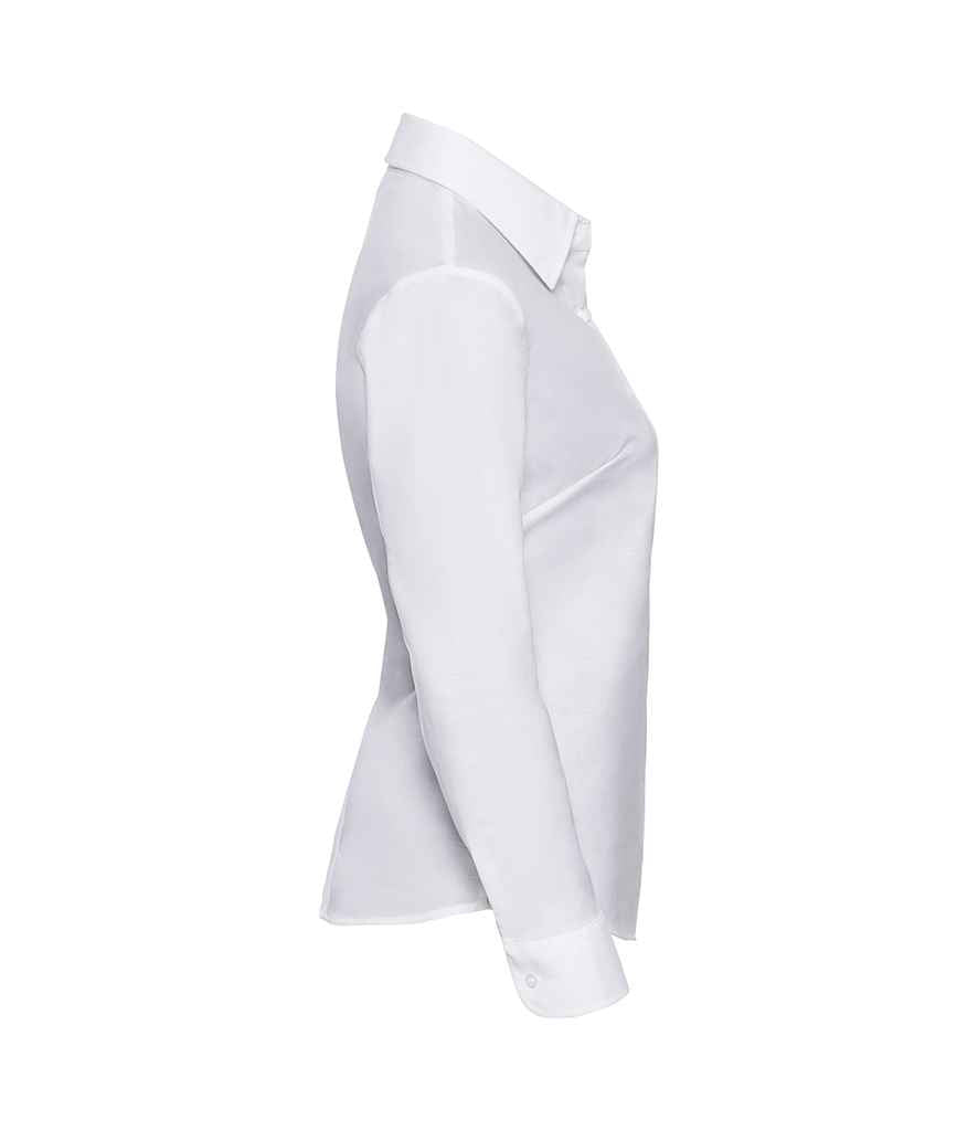 Russell Collection Ladies Long Sleeve Easy Care Oxford Shirt | White