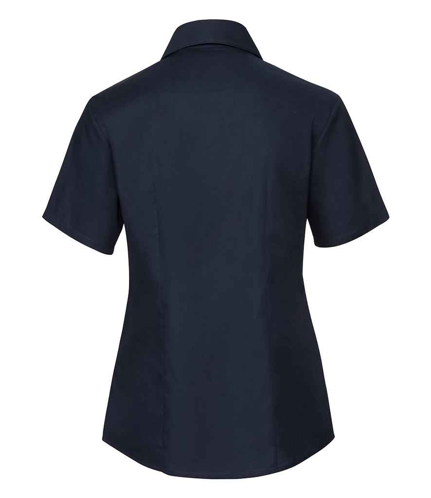 Russell Collection Ladies Short Sleeve Easy Care Oxford Shirt | Bright Navy