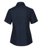 Russell Collection Ladies Short Sleeve Easy Care Oxford Shirt | Bright Navy