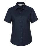 Russell Collection Ladies Short Sleeve Easy Care Oxford Shirt | Bright Navy