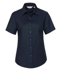 Russell Collection Ladies Short Sleeve Easy Care Oxford Shirt | Bright Navy