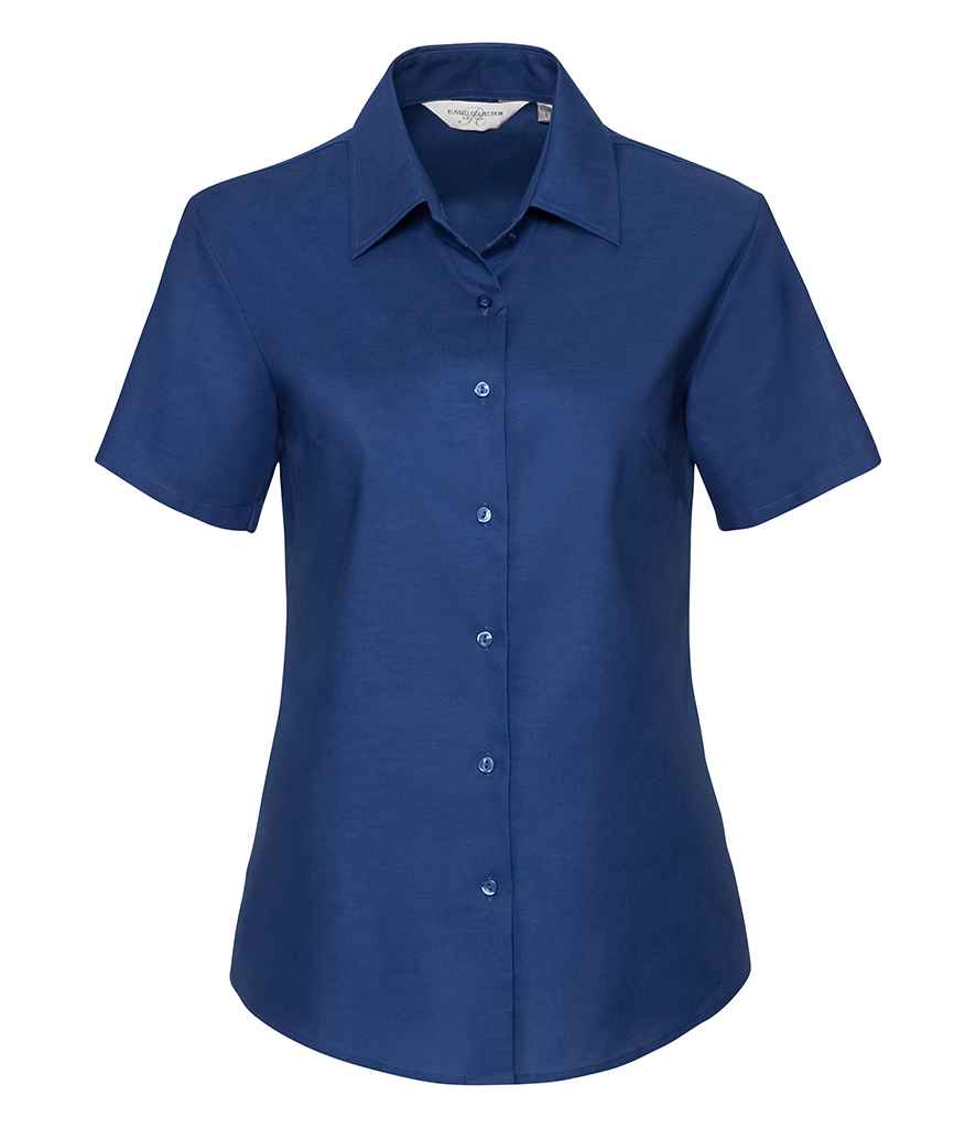 Russell Collection Ladies Short Sleeve Easy Care Oxford Shirt | Bright Royal