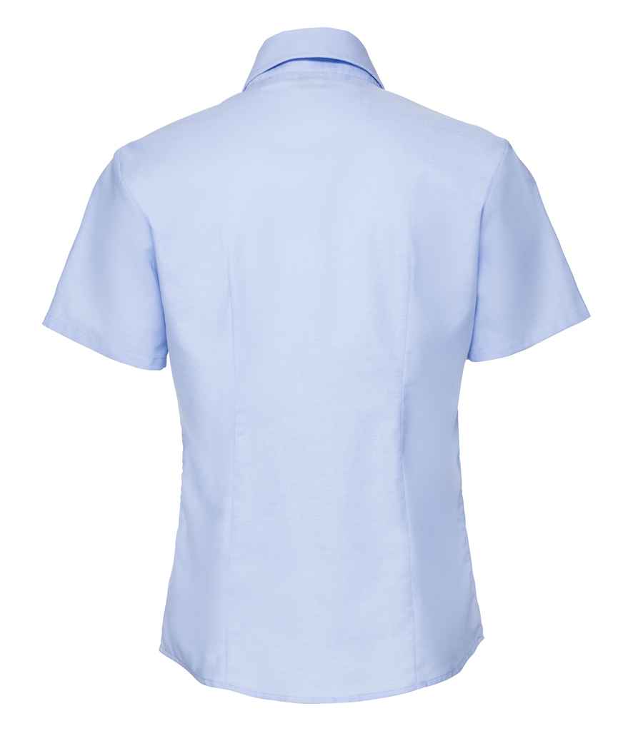 Russell Collection Ladies Short Sleeve Easy Care Oxford Shirt | Oxford Blue