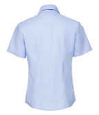 Russell Collection Ladies Short Sleeve Easy Care Oxford Shirt | Oxford Blue