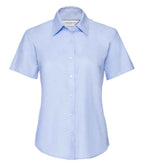 Russell Collection Ladies Short Sleeve Easy Care Oxford Shirt | Oxford Blue