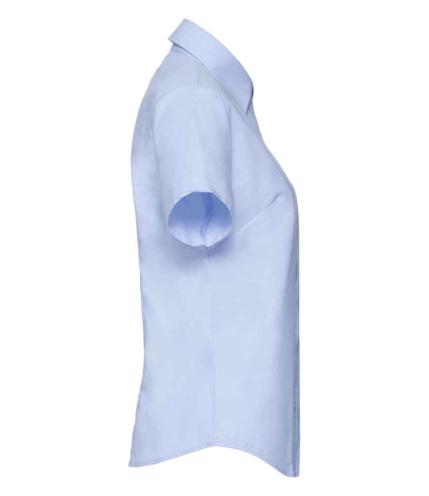 Russell Collection Ladies Short Sleeve Easy Care Oxford Shirt | Oxford Blue