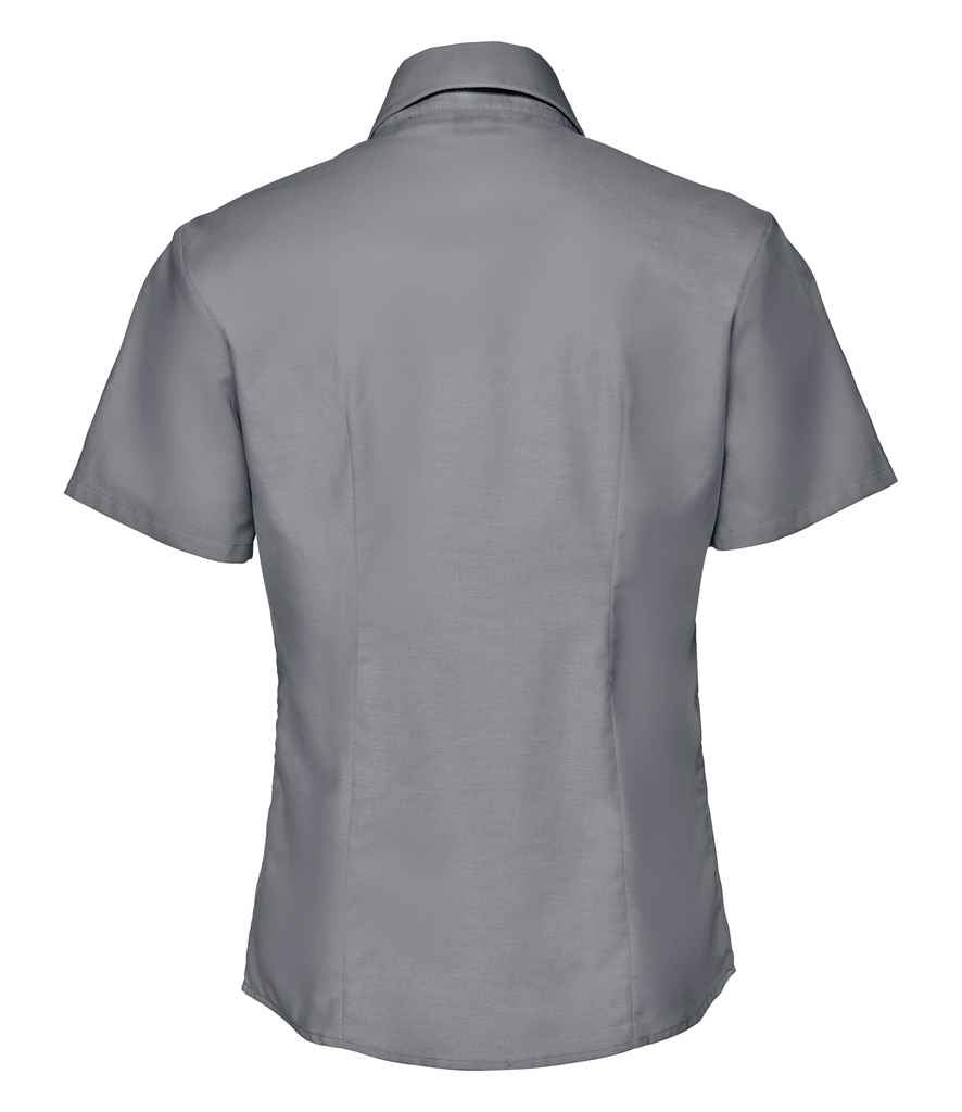 Russell Collection Ladies Short Sleeve Easy Care Oxford Shirt | Silver