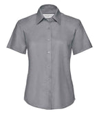 Russell Collection Ladies Short Sleeve Easy Care Oxford Shirt | Silver
