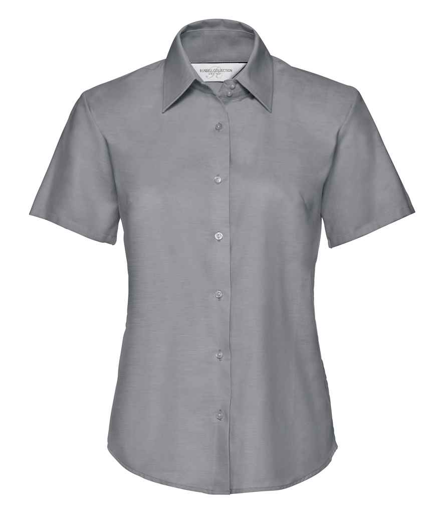 Russell Collection Ladies Short Sleeve Easy Care Oxford Shirt | Silver