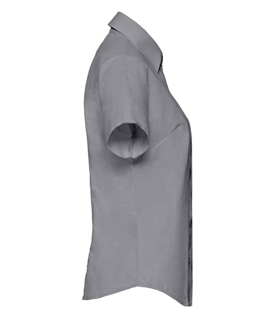 Russell Collection Ladies Short Sleeve Easy Care Oxford Shirt | Silver