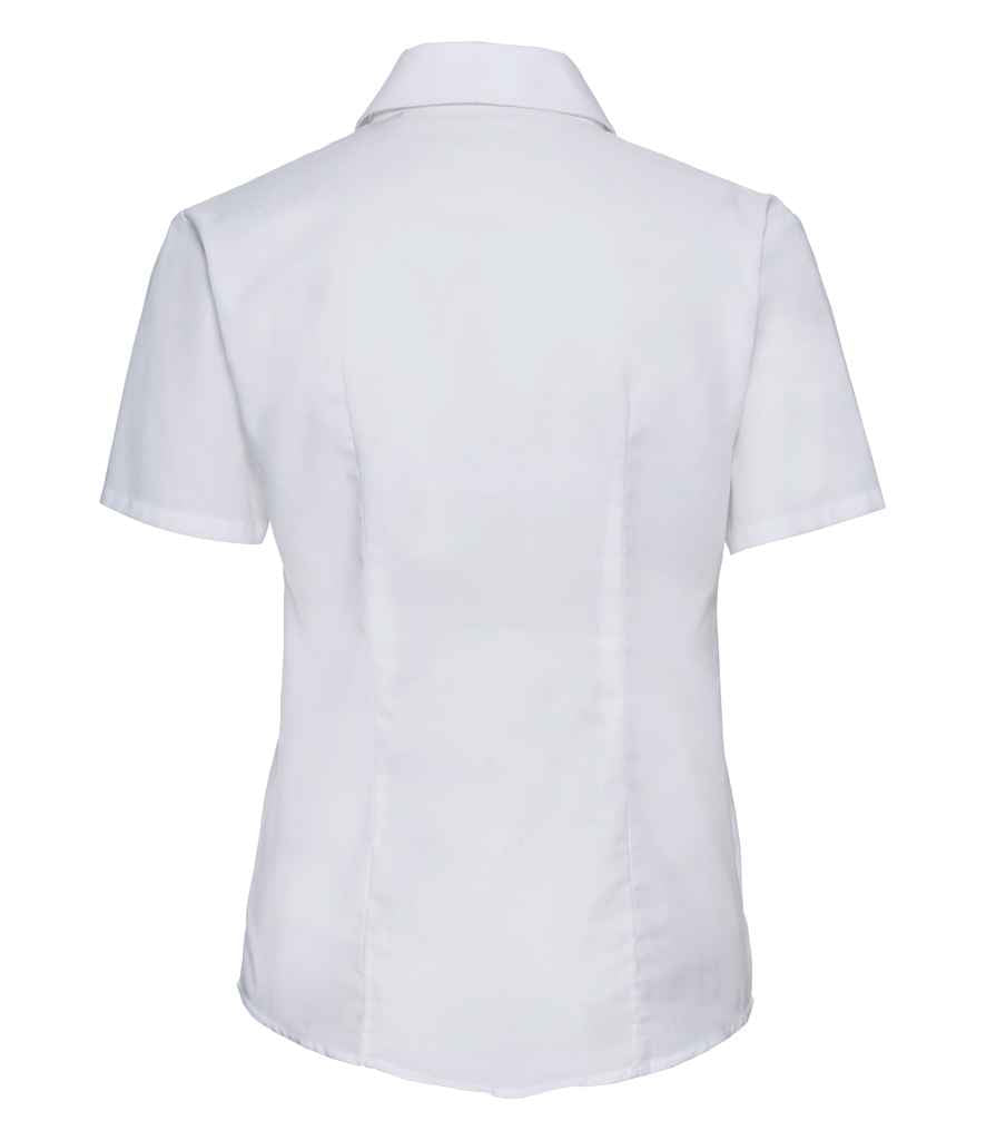 Russell Collection Ladies Short Sleeve Easy Care Oxford Shirt | White