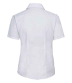 Russell Collection Ladies Short Sleeve Easy Care Oxford Shirt | White