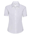 Russell Collection Ladies Short Sleeve Easy Care Oxford Shirt | White