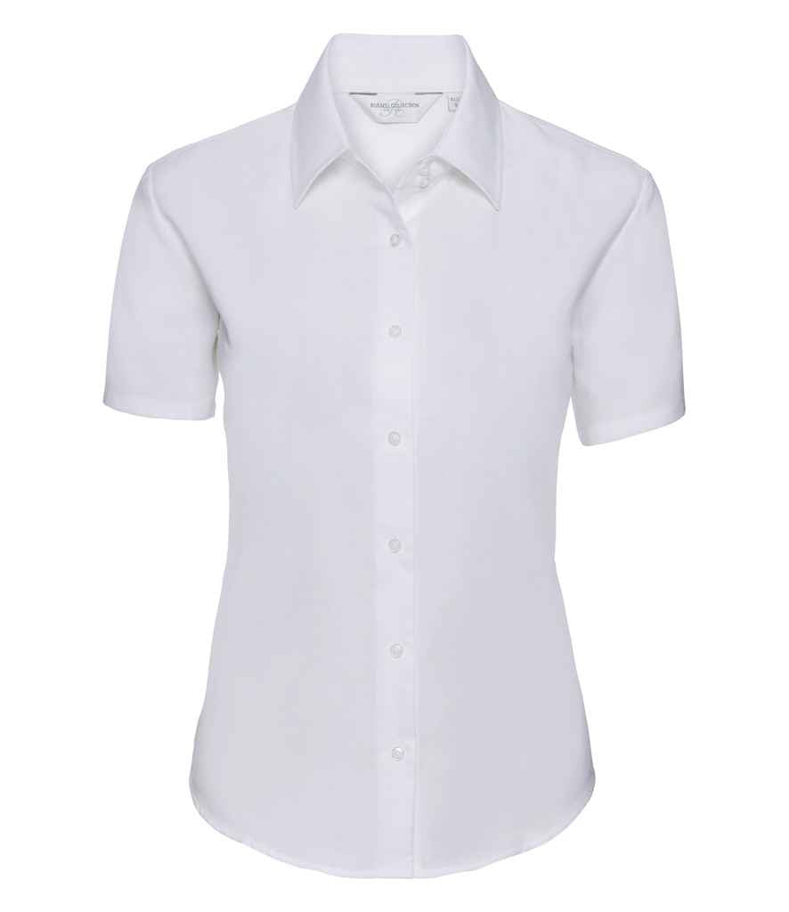 Russell Collection Ladies Short Sleeve Easy Care Oxford Shirt | White