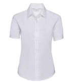 Russell Collection Ladies Short Sleeve Easy Care Oxford Shirt | White