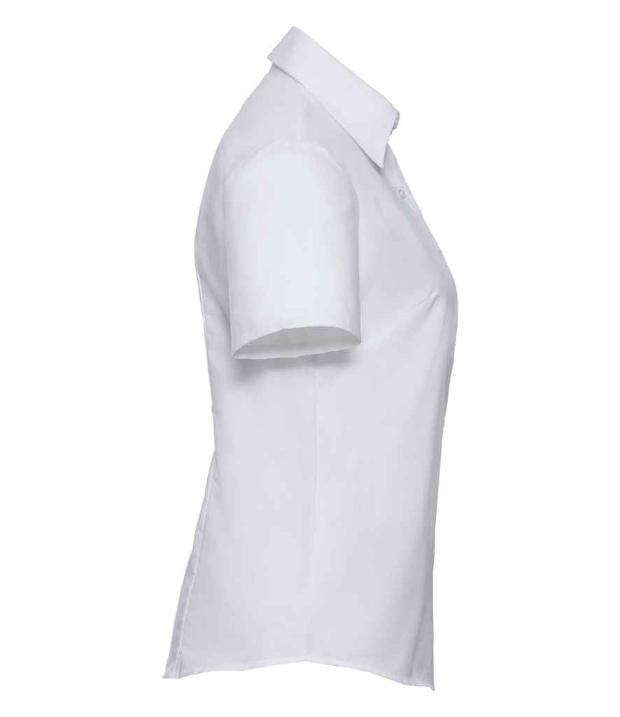 Russell Collection Ladies Short Sleeve Easy Care Oxford Shirt | White