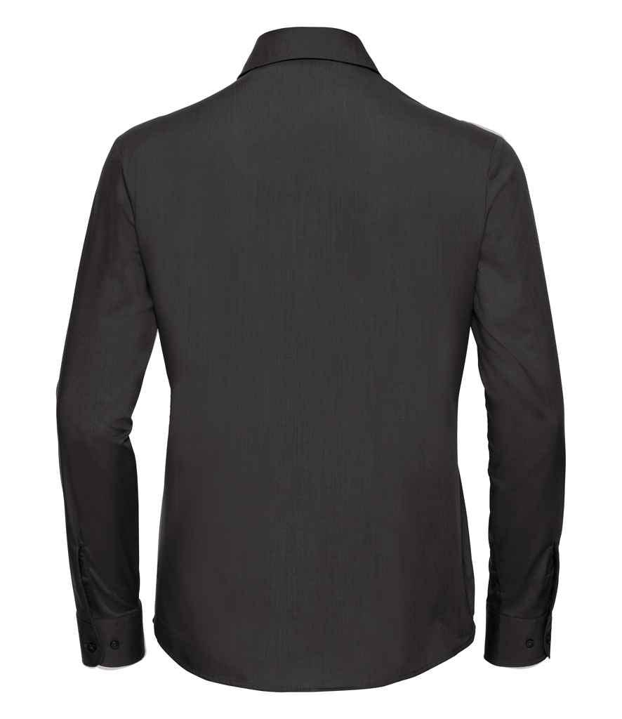 Russell Collection Ladies Long Sleeve Easy Care Poplin Shirt | Black