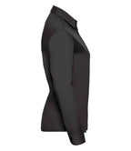 Russell Collection Ladies Long Sleeve Easy Care Poplin Shirt | Black