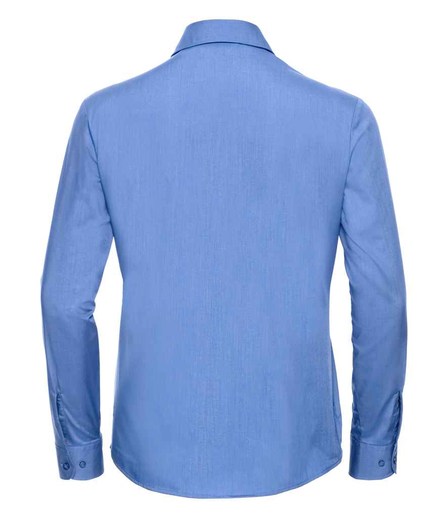 Russell Collection Ladies Long Sleeve Easy Care Poplin Shirt | Corporate Blue