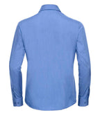 Russell Collection Ladies Long Sleeve Easy Care Poplin Shirt | Corporate Blue