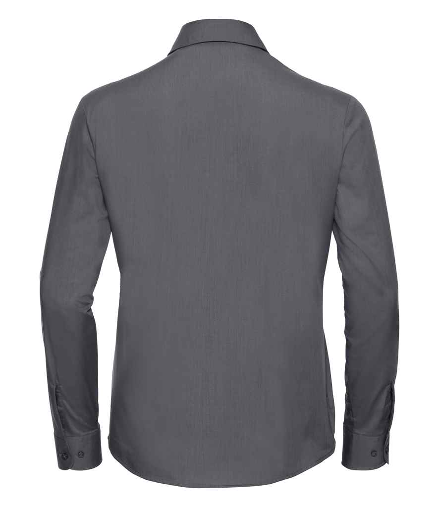 Russell Collection Ladies Long Sleeve Easy Care Poplin Shirt | Convoy Grey