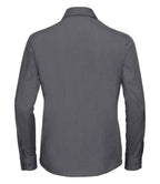 Russell Collection Ladies Long Sleeve Easy Care Poplin Shirt | Convoy Grey