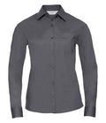 Russell Collection Ladies Long Sleeve Easy Care Poplin Shirt | Convoy Grey