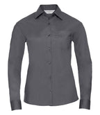 Russell Collection Ladies Long Sleeve Easy Care Poplin Shirt | Convoy Grey