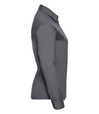 Russell Collection Ladies Long Sleeve Easy Care Poplin Shirt | Convoy Grey