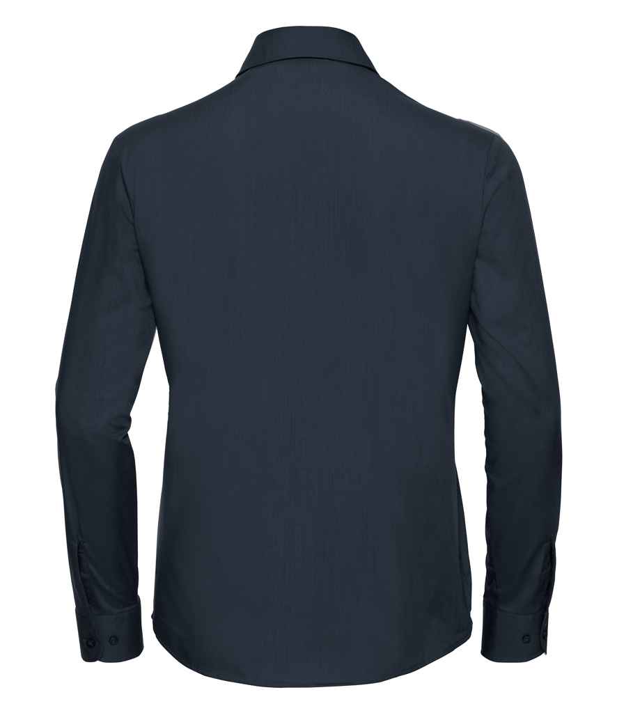 Russell Collection Ladies Long Sleeve Easy Care Poplin Shirt | French Navy